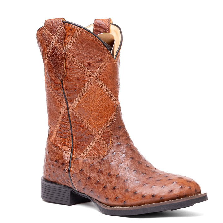 Bota Strut Masculina Couro De Avestruz Cheio St009 Caramelo - Strut
