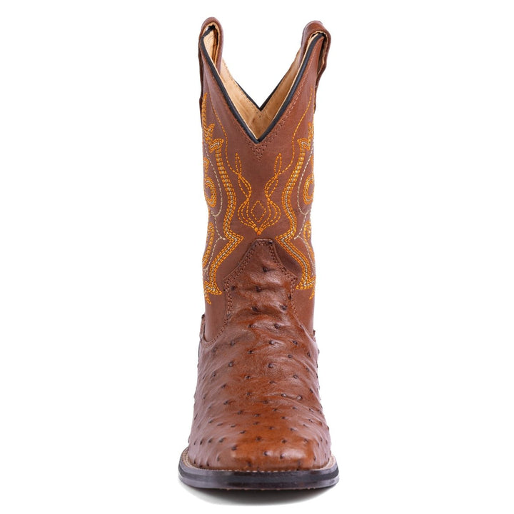 Bota Strut Masculina em Couro de Avestruz Cheio Caramelo - Strut