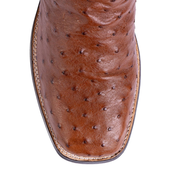 Bota Strut Masculina em Couro de Avestruz Cheio Caramelo - Strut