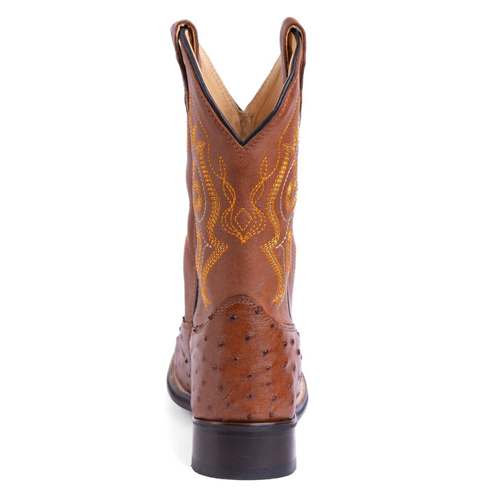 Bota Strut Masculina em Couro de Avestruz Cheio Caramelo - Strut