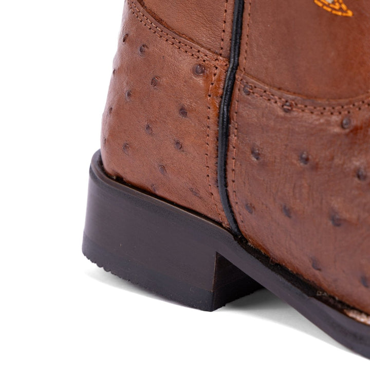 Bota Strut Masculina em Couro de Avestruz Cheio Caramelo - Strut