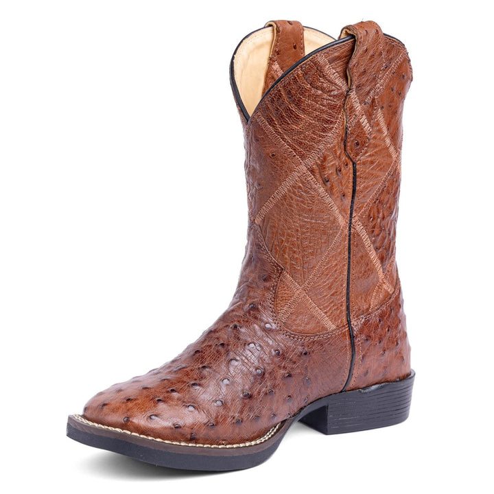 Bota Strut Masculina em Couro de Avestruz Cheio Caramelo ST011 - Strut