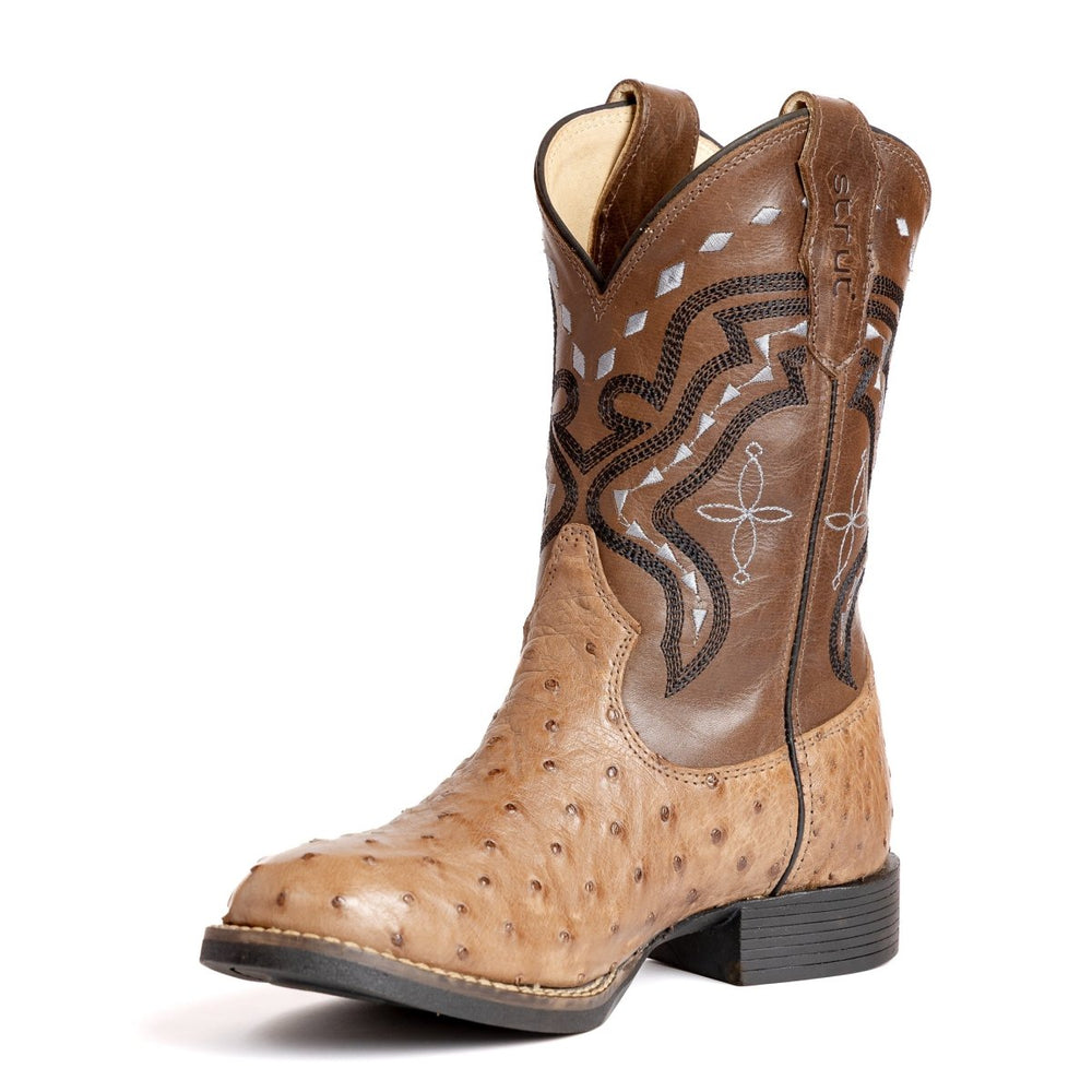 Bota Strut Masculina em Couro de Avestruz Cheio Tabaco - Strut