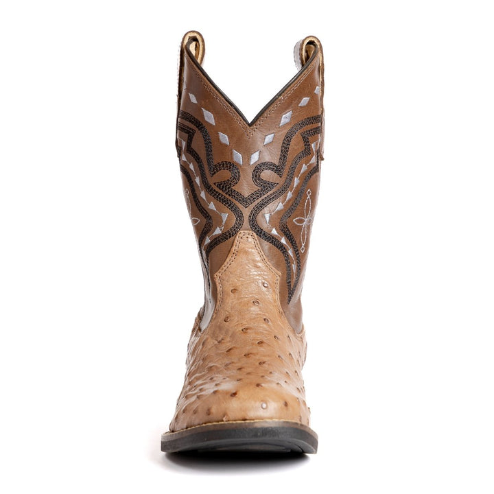 Bota Strut Masculina em Couro de Avestruz Cheio Tabaco - Strut