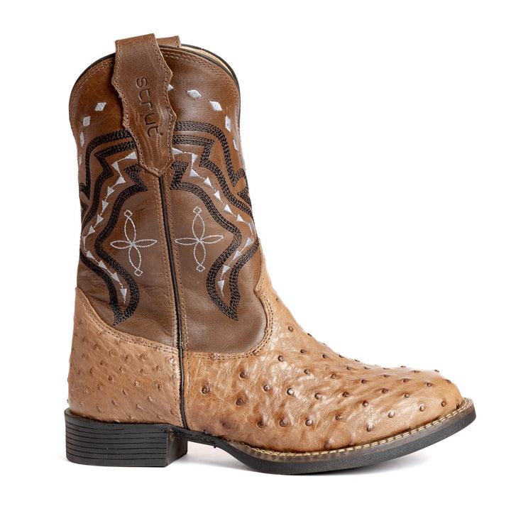 Bota Strut Masculina em Couro de Avestruz Cheio Tabaco - Strut