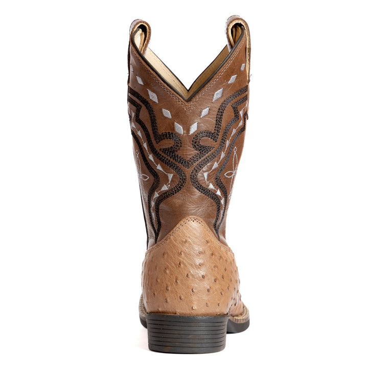 Bota Strut Masculina em Couro de Avestruz Cheio Tabaco - Strut