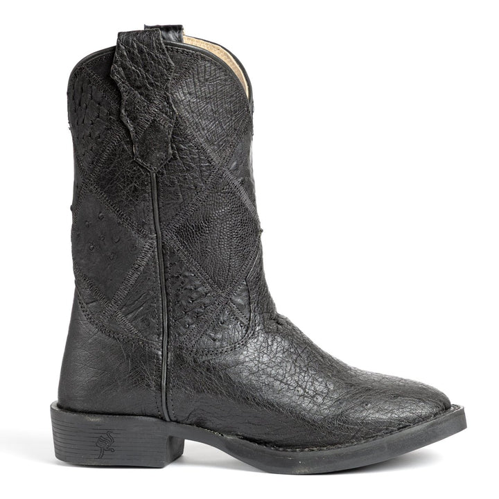 Bota Strut Masculina Em Couro De Avestruz Liso Bico Quadrado - Strut