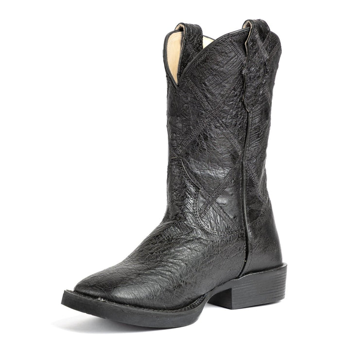 Bota Strut Masculina Em Couro De Avestruz Liso Bico Quadrado - Strut