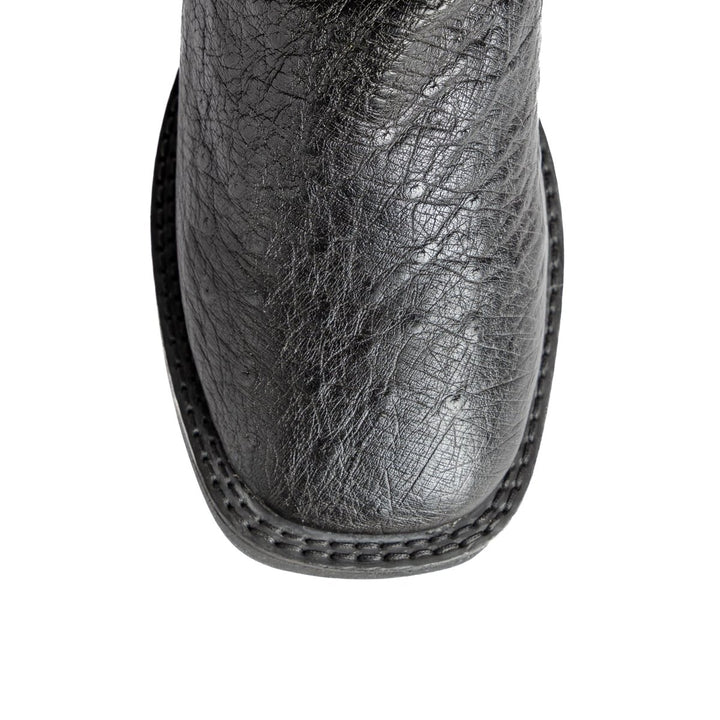 Bota Strut Masculina Em Couro De Avestruz Liso Bico Quadrado - Strut