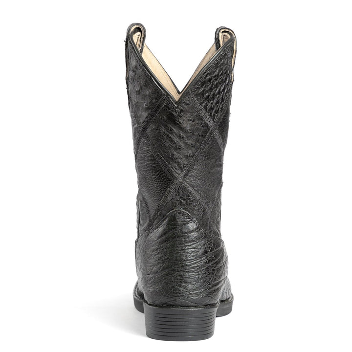 Bota Strut Masculina Em Couro De Avestruz Liso Bico Redondo - Strut