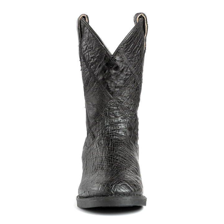 Bota Strut Masculina Em Couro De Avestruz Liso Bico Redondo - Strut