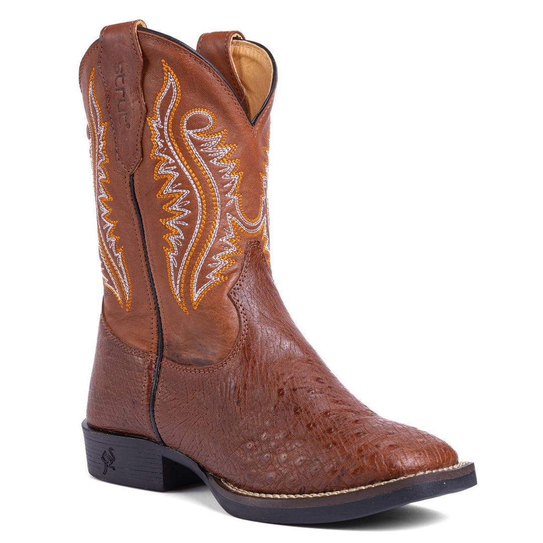 Bota Strut Masculina em Couro de Avestruz Liso Caramelo - Strut