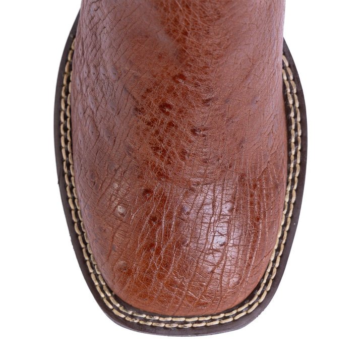 Bota Strut Masculina em Couro de Avestruz Liso Caramelo - Strut