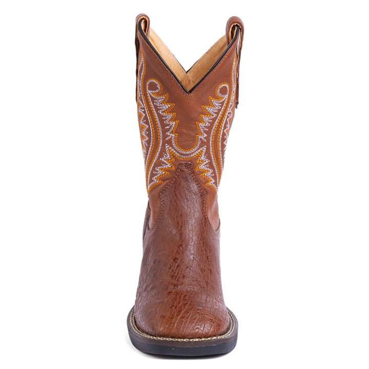 Bota Strut Masculina em Couro de Avestruz Liso Caramelo - Strut