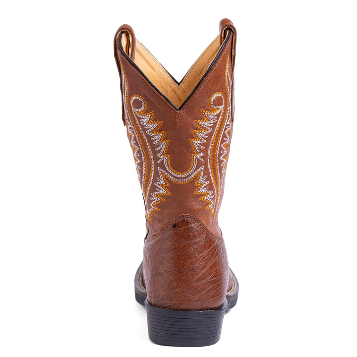 Bota Strut Masculina em Couro de Avestruz Liso Caramelo - Strut