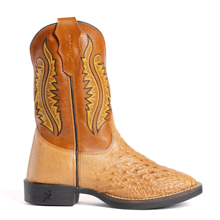 Bota Strut Masculina em Couro de Avestruz Liso Chestnut - Strut