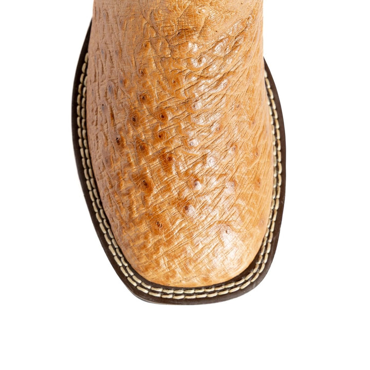 Bota Strut Masculina em Couro de Avestruz Liso Chestnut - Strut