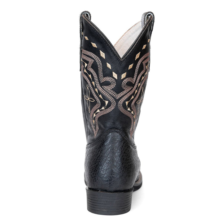 Bota Strut Masculina em Couro de Avestruz Liso Preto - Strut