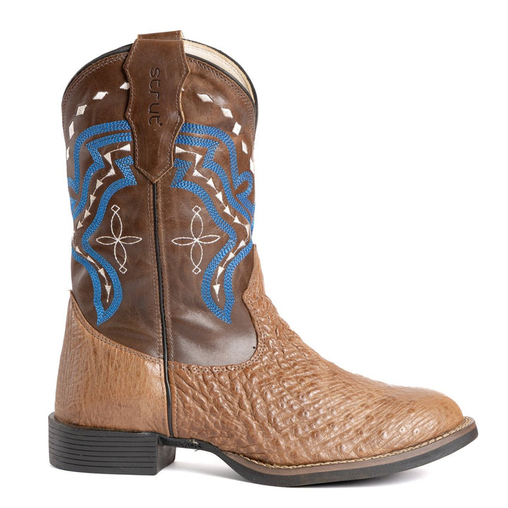 Bota Strut Masculina em Couro de Avestruz Liso Tabaco - Strut