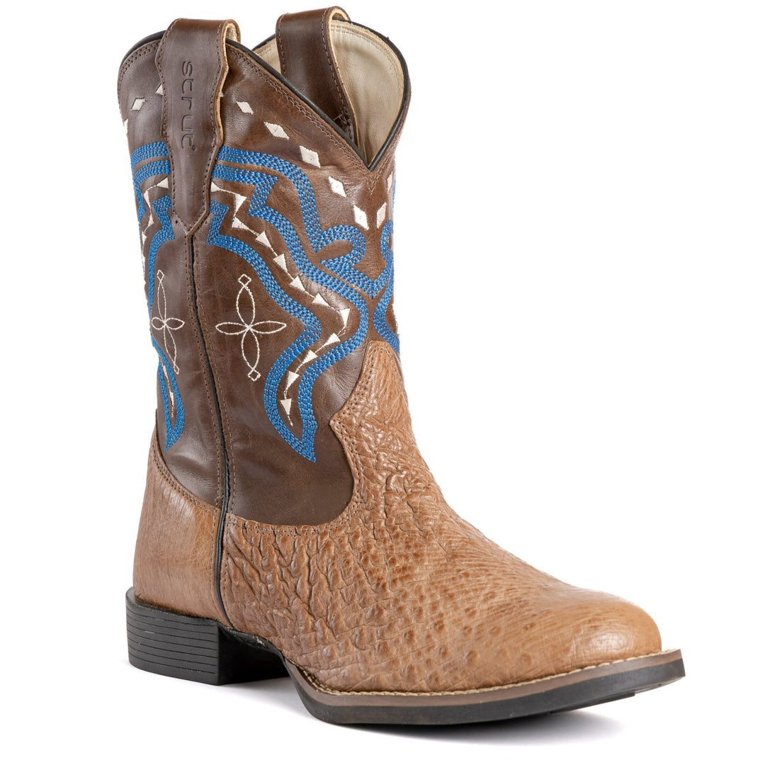 Bota Strut Masculina em Couro de Avestruz Liso Tabaco - Strut