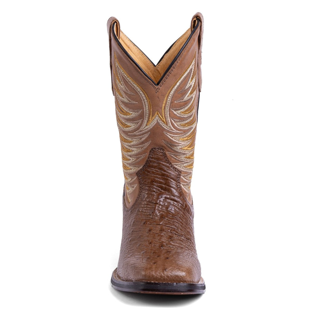 Bota Strut Masculina em Couro de Avestruz Liso Tabaco - Strut