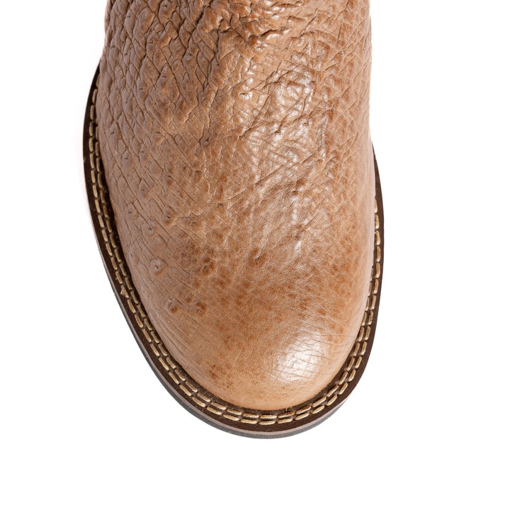 Bota Strut Masculina em Couro de Avestruz Liso Tabaco - Strut