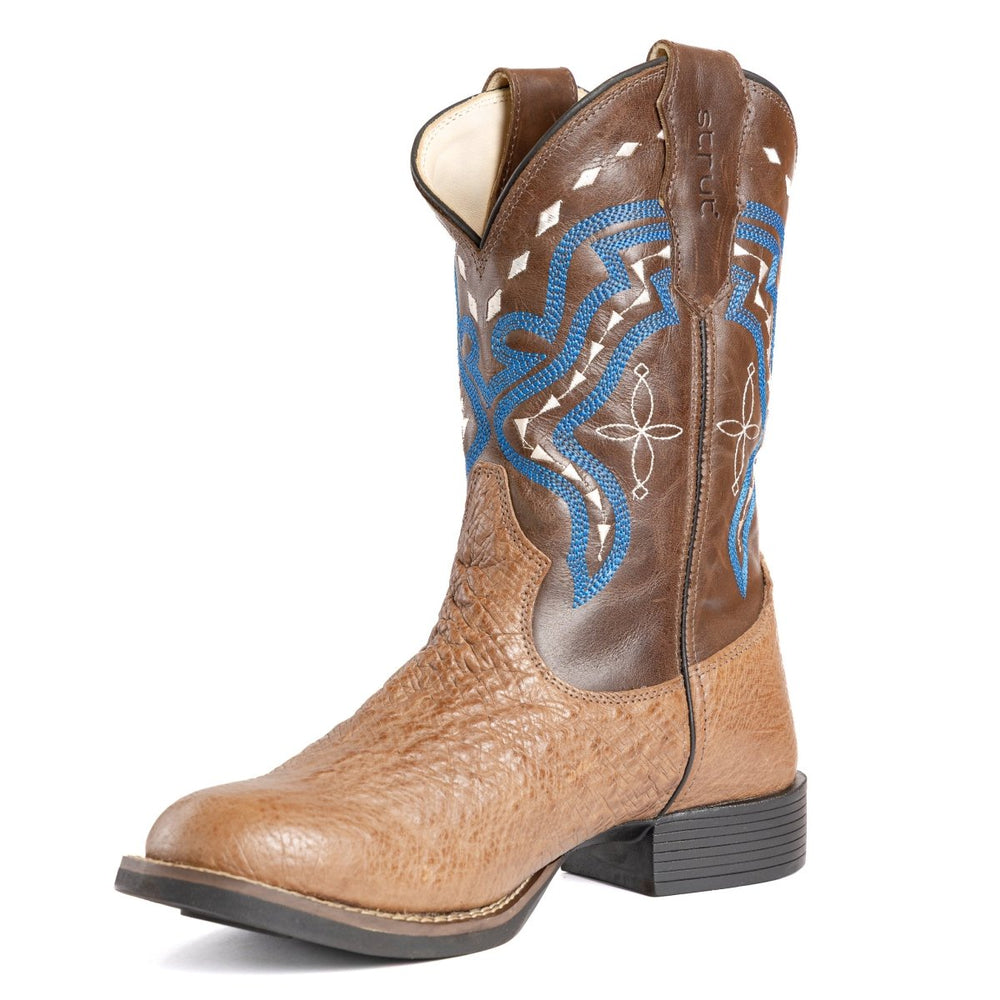 Bota Strut Masculina em Couro de Avestruz Liso Tabaco - Strut