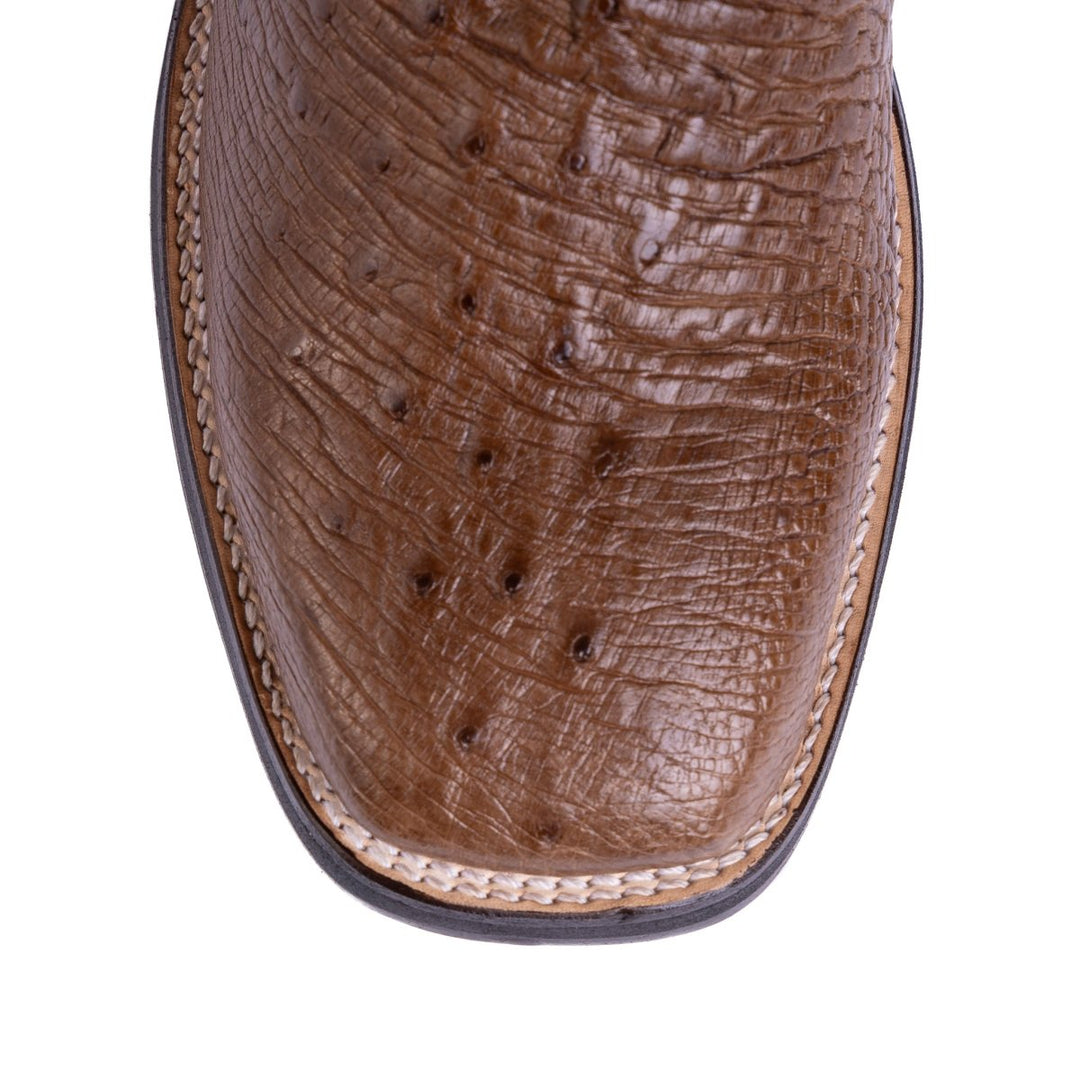Bota Strut Masculina em Couro de Avestruz Liso Tabaco - Strut