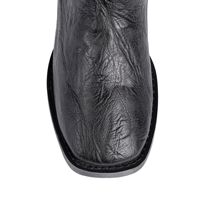 Bota Strut Masculina Em Couro De Carneiro Corrugado Preto - Strut