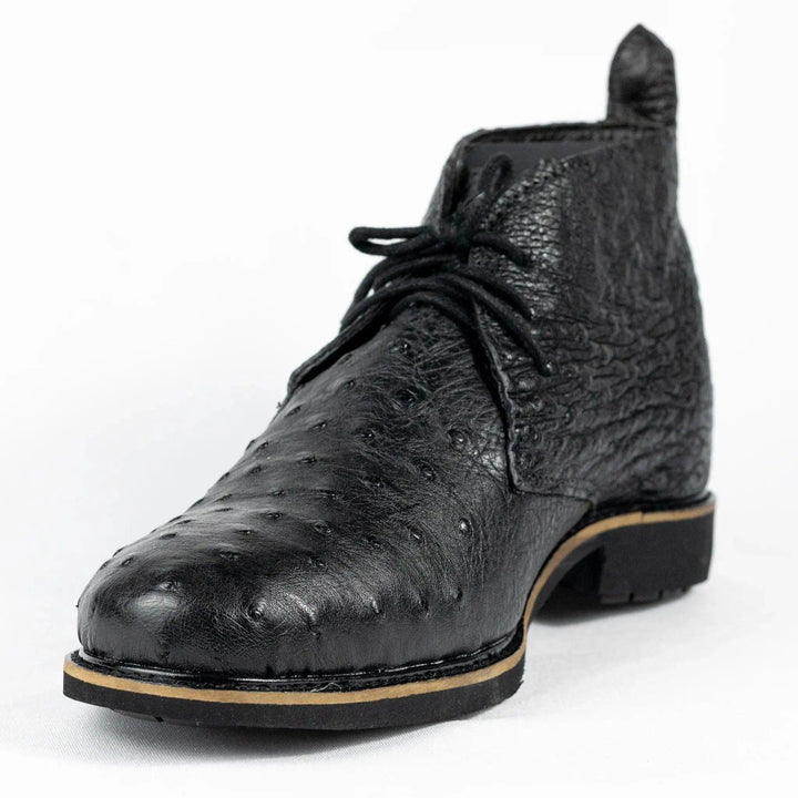 Botina Chelsea Masculina Strut em Couro de Avestruz Cheio Preto - Strut