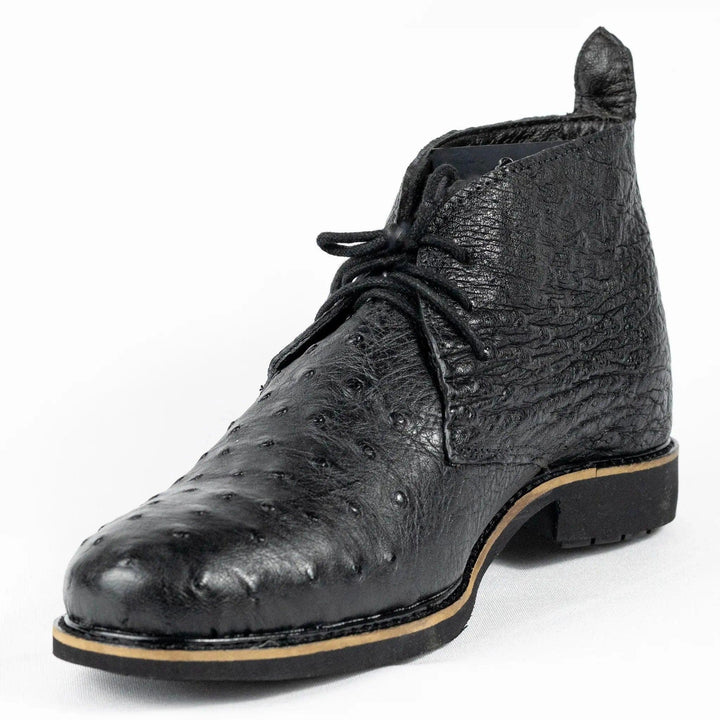 Botina Chelsea Masculina Strut em Couro de Avestruz Cheio Preto - Strut