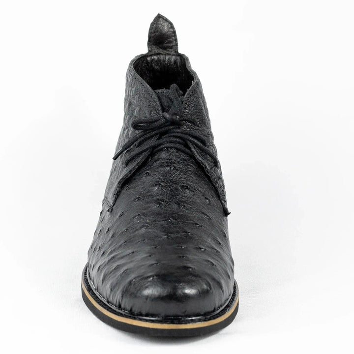 Botina Chelsea Masculina Strut em Couro de Avestruz Cheio Preto - Strut