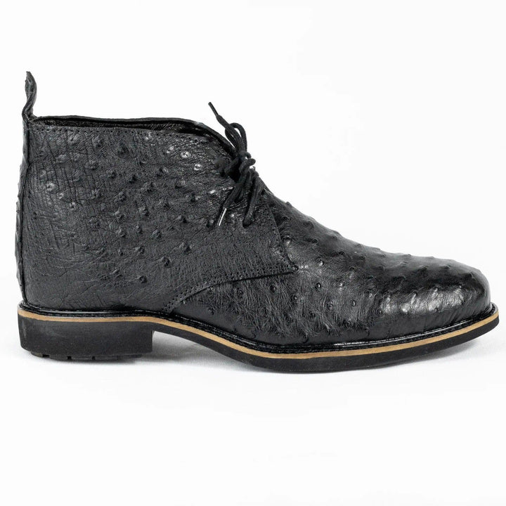 Botina Chelsea Masculina Strut em Couro de Avestruz Cheio Preto - Strut