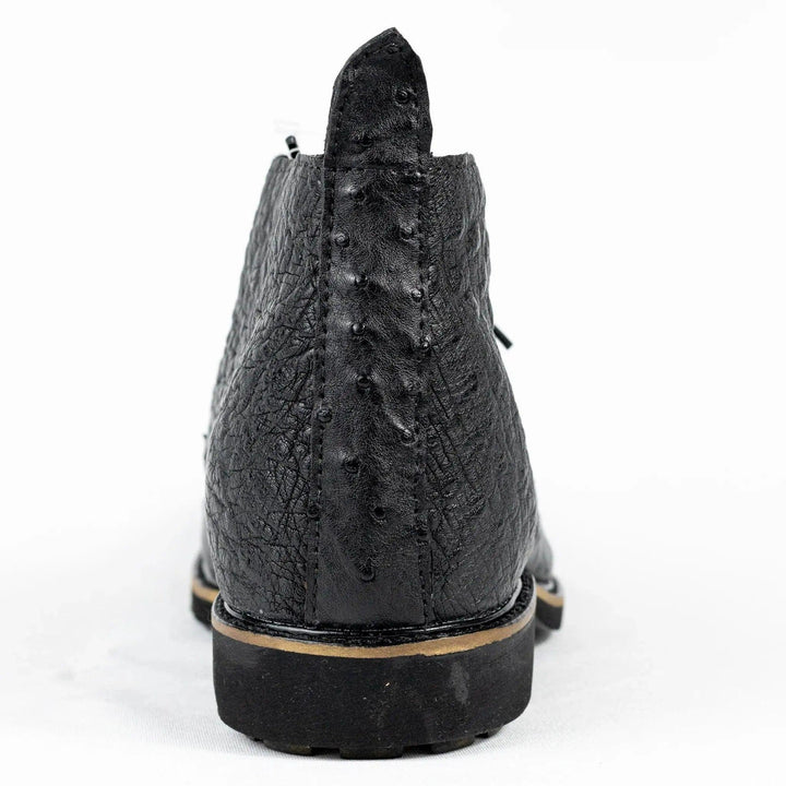 Botina Chelsea Masculina Strut em Couro de Avestruz Cheio Preto - Strut
