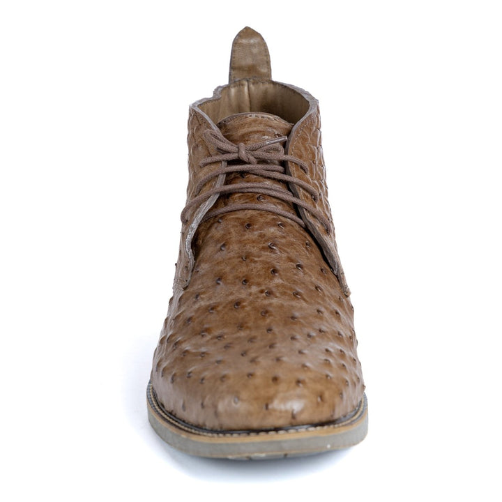 Botina Chelsea Masculina Strut em Couro de Avestruz Cheio Tabaco - Strut