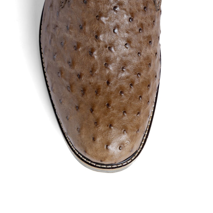 Botina Chelsea Masculina Strut em Couro de Avestruz Cheio Tabaco - Strut