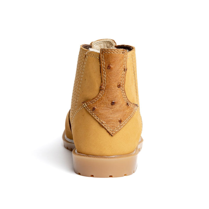 Botina Infantil em Couro Bovino Castor com Detalhe - Strut