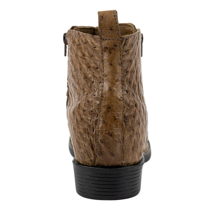 Botina Masculina Strut em Couro de Avestruz Cheio com Ziper Tabaco - Strut