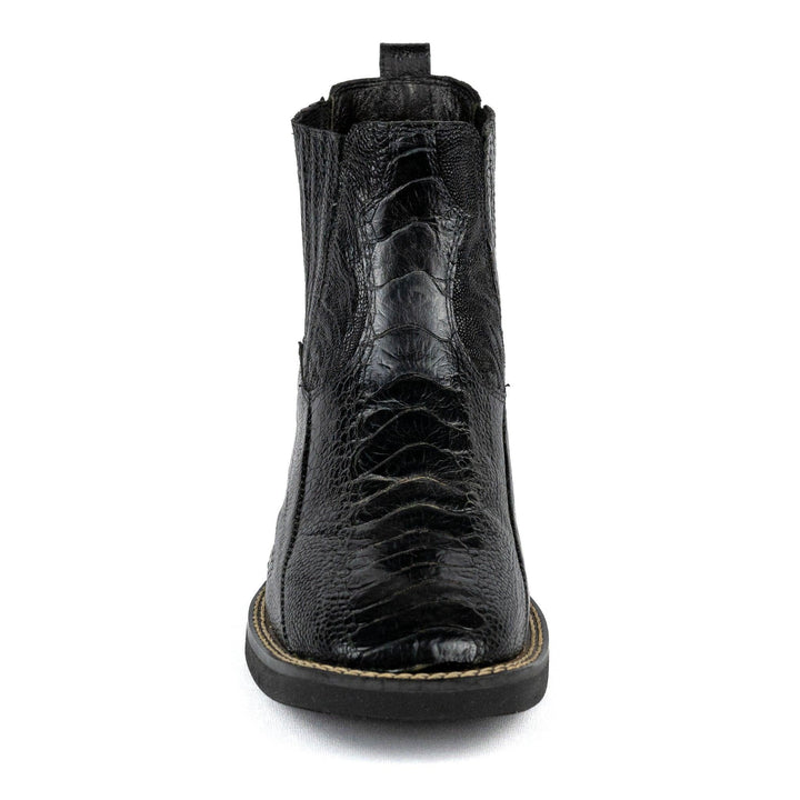 Botina Strut em Couro de Canela de avestruz Preto ST3026 - Strut