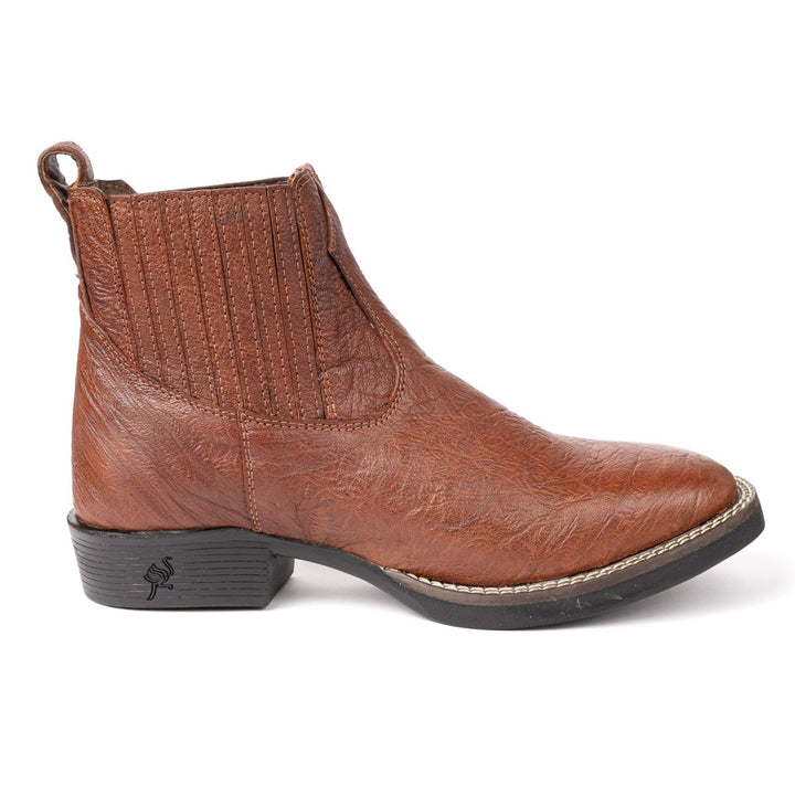 Botina Strut Masculina em Couro de Carneiro Corrugado Caramelo - Strut