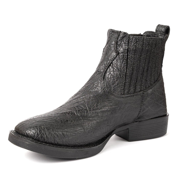 Botina Strut Masculina em Couro de Carneiro Corrugado Preto - Strut