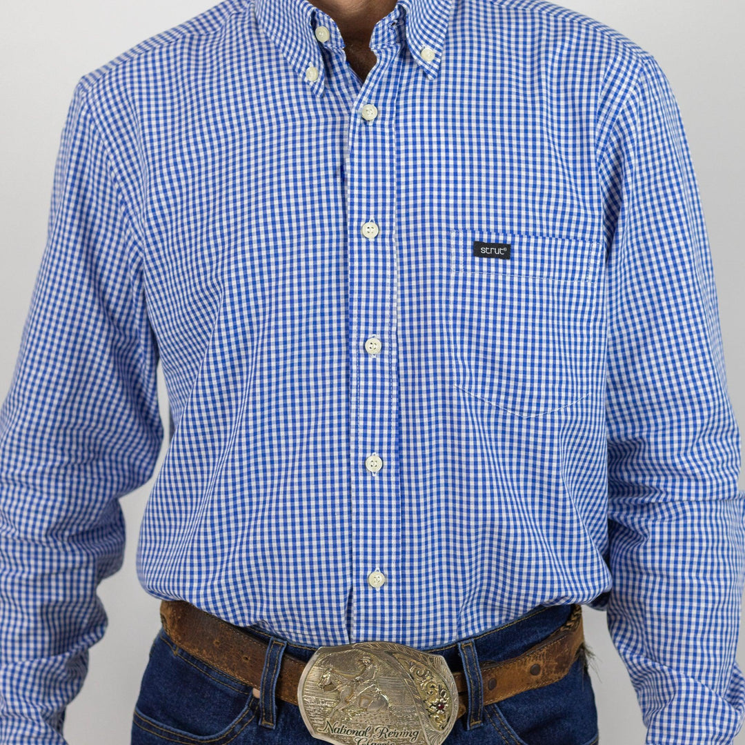 Camisa Masculina Strut Manga Longa Xadrez Azul Marinho - Strut