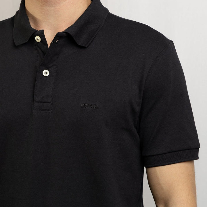 Camisa Polo Masculina Algodão Pima - Preto - Strut