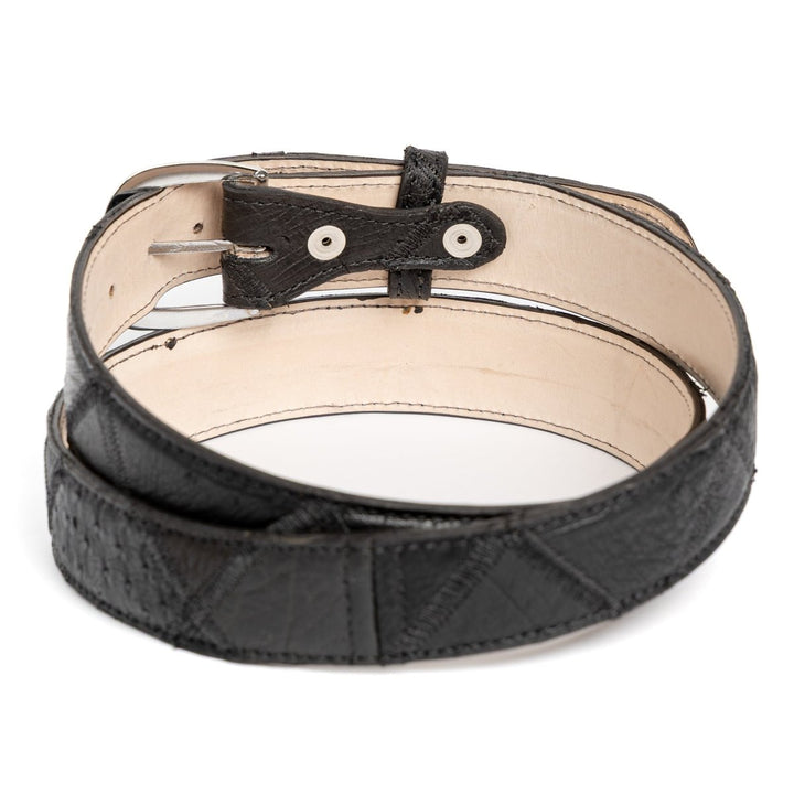 Cinto Strut Masculino Em Manta de Couro de Avestruz Preto - Strut
