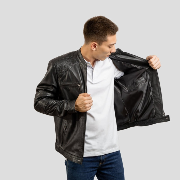 Jaqueta de Couro Misto Avestruz e Carneiro 207 Strut - Strut