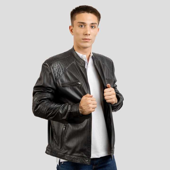 Jaqueta de Couro Misto Avestruz e Carneiro 207 Strut - Strut