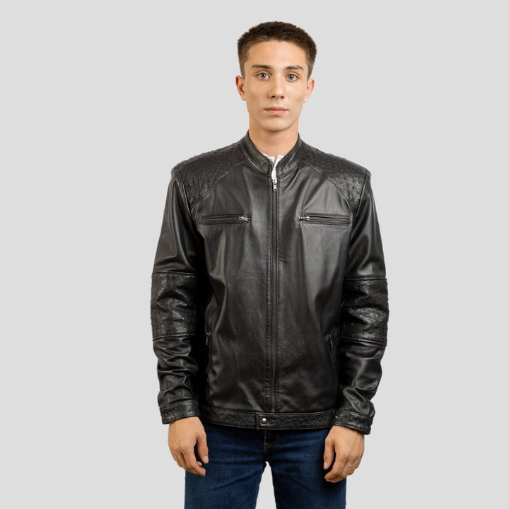 Jaqueta de Couro Misto Avestruz e Carneiro 207 Strut - Strut