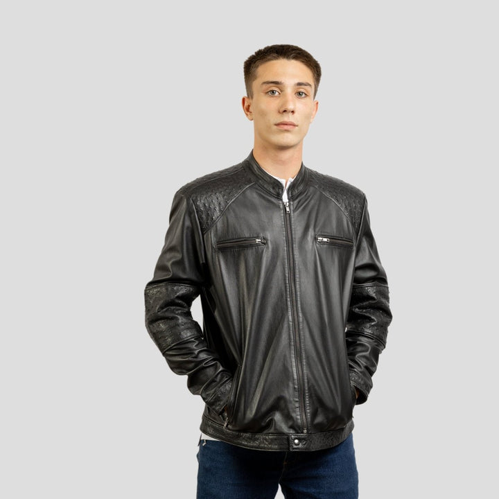 Jaqueta de Couro Misto Avestruz e Carneiro 207 Strut - Strut