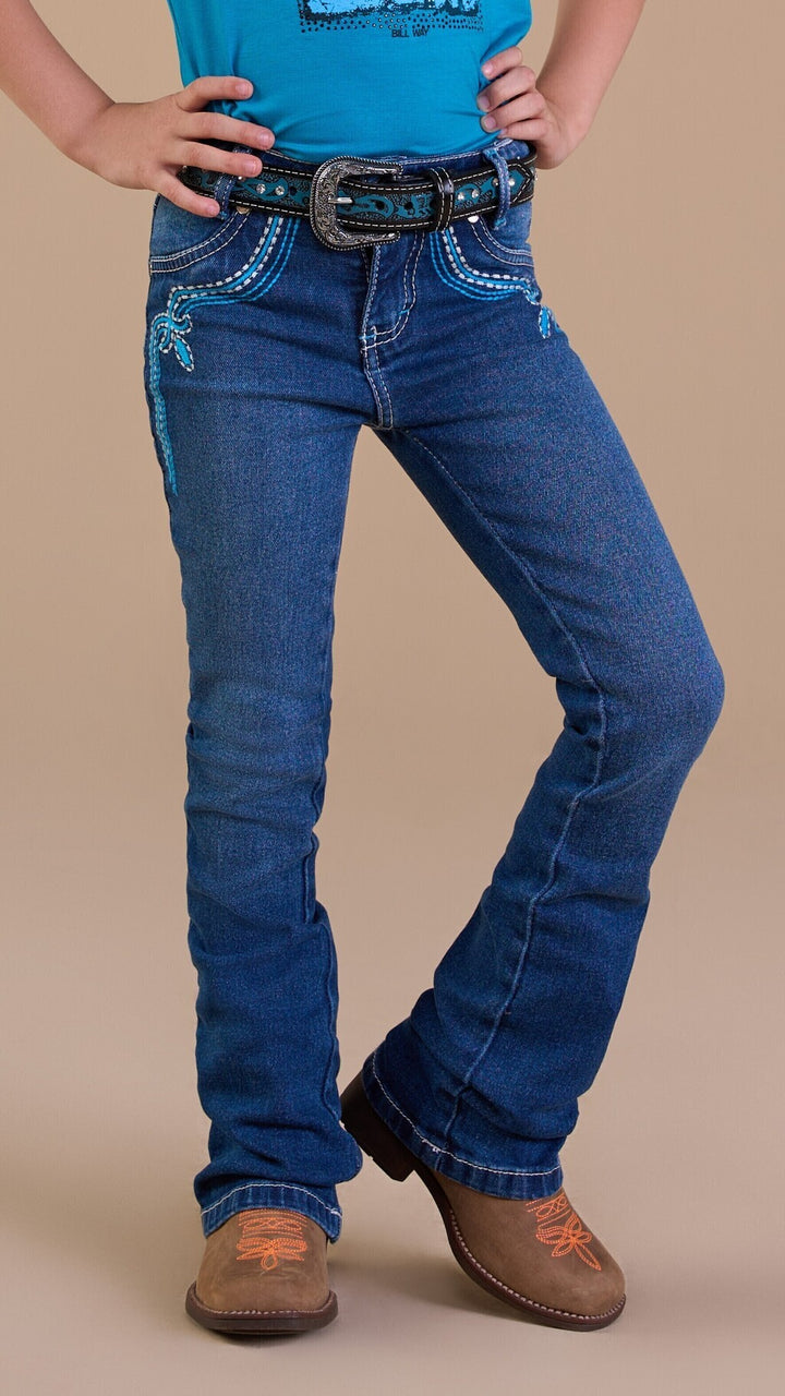 Calça Jeans Feminina Infantil com Bordado