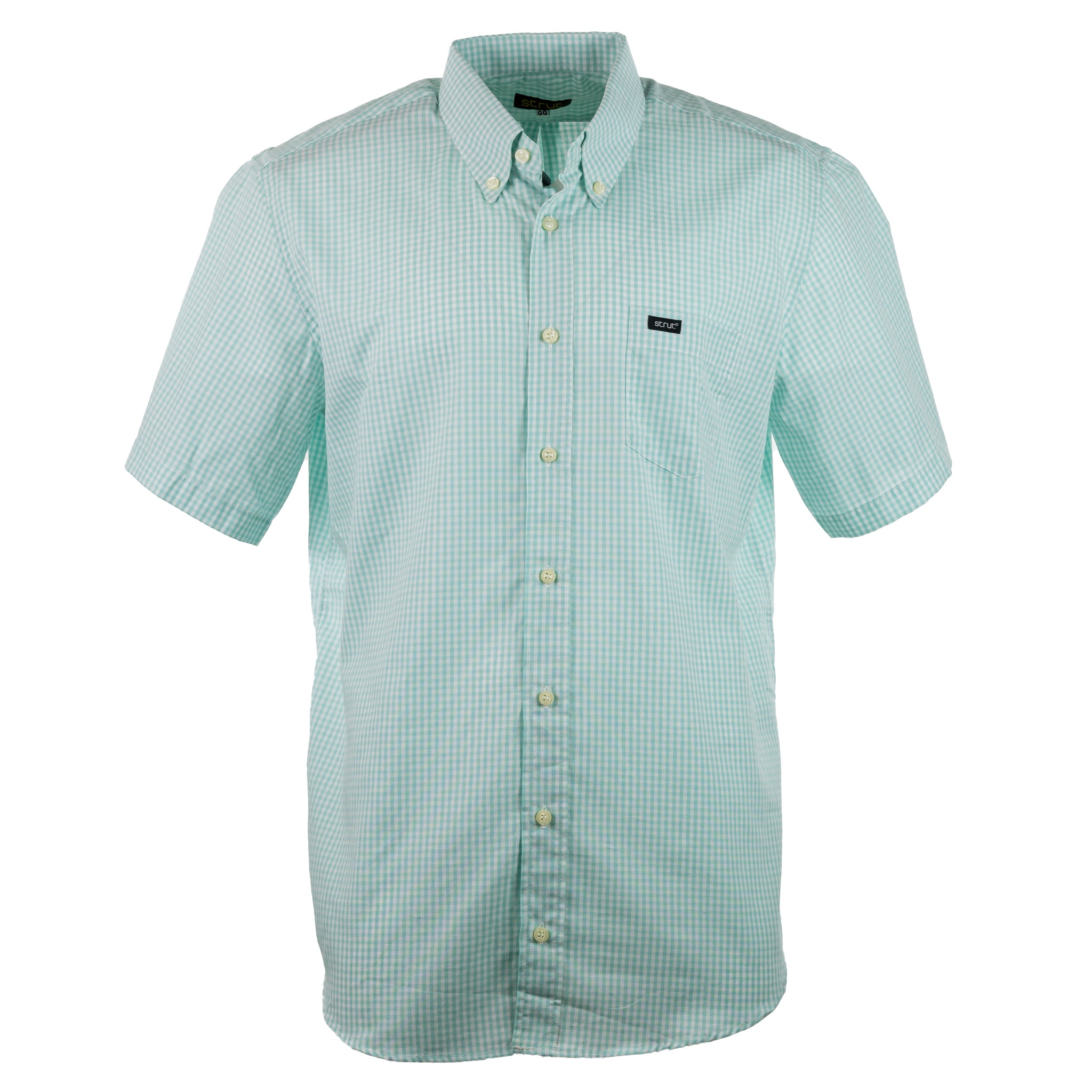 Men's Light Green Plaid Short Sleeve Shirt